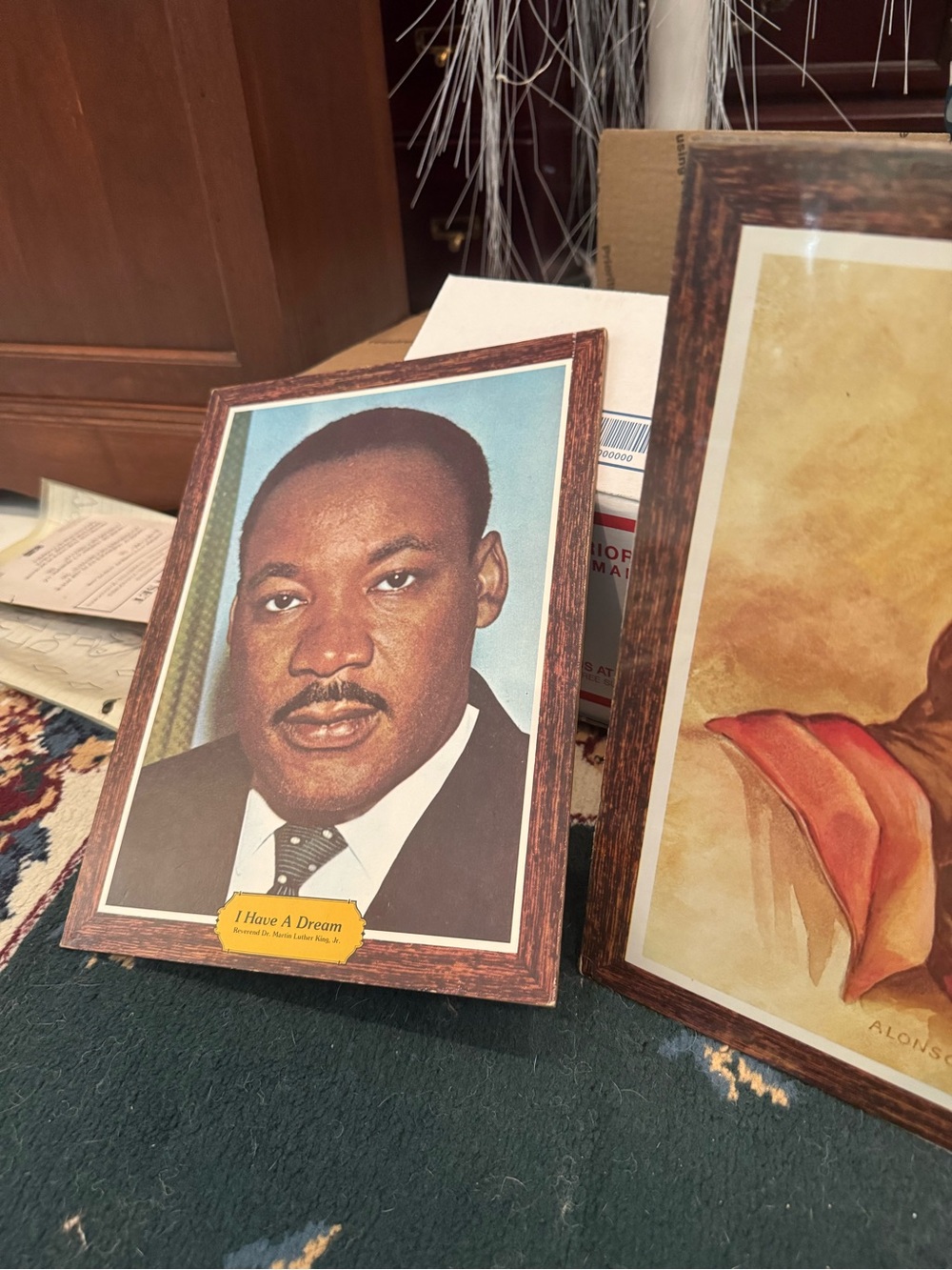 Framed Portrait Print with Wood-Grain Frame